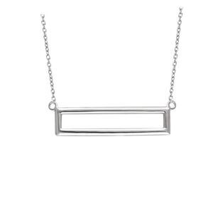 29mm Horizontal Rectangle Necklace in 14k White Gold, 16-18 Inch